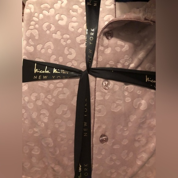 Nicole Miller New York plush mauve notch collar 2pc loungewear pajama set size M - Picture 5 of 13